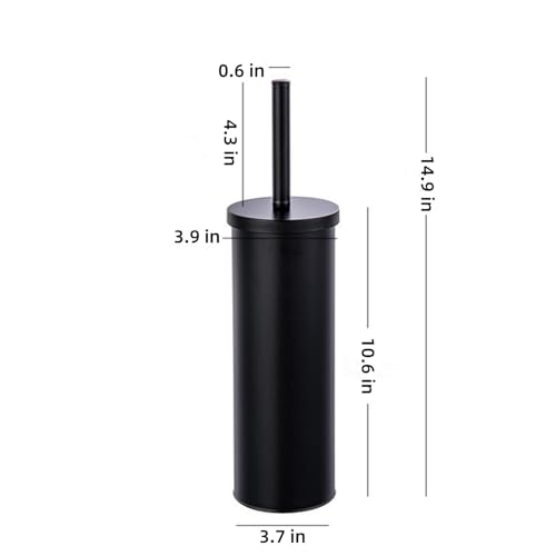 Standing Toilet Brush,Toilet Bowl Brush Holder Set,Bathroom Deep Cleaning Toilet Scrubber Rim Cleaner,304 Stainless Steel Toilet Clean Decorative Accessories for Toilet Cleaning (Matt Black) 