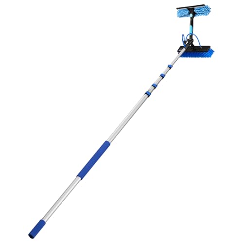 VEVOR Solar Panel Cleaning Kit, 26 ft, Water Fed Pole Kit with Cleaning Brush, Soap Dispenser, Extendable Aluminum Telescopic Pole, 180° Rotatable Brush Head, for Roof Mounted Solar Panels, Windows - size: 26 Ft