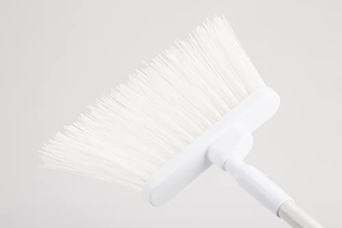SPARTA 41083EC02 Plastic Color Coded Broom, Unflagged Bristles, Long Broom With Angled Head For Small Debris Cleaning, 56 Inches, White - color: White