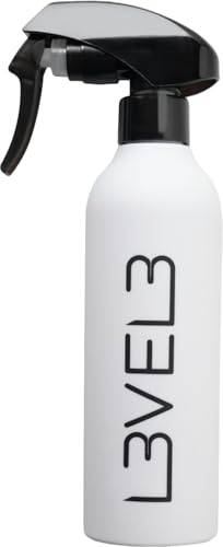 L3 Level 3 Rubberized Spray Bottle - Precise Action Mist Bottle for Effortless Hair Styling - Rubber Grip for Total Control - color: White