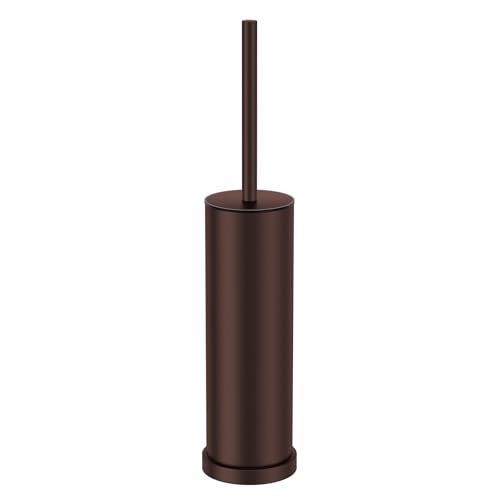 Bronze Toilet Brush and Holder Set,Stainless Steel Heavy Duty Toilet Bowl Brush,Extra Long Handled Modern Toilet Cleaner Brush with Replaceable Head, Removable Inner Bowl, and Splash Protection - color: Bronze, size: 1 Pack