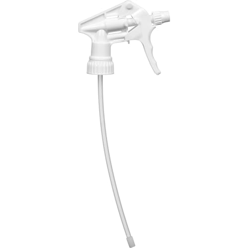Heavy Duty Universal Trigger Sprayer Replacement for 32 oz Sprayer Bottles, 9 1/4" Dip Tube, 28-400 Neck Finish - 6 Pack (White) - color: White