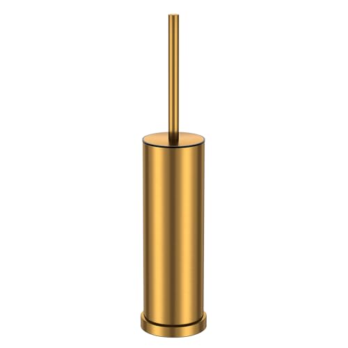 Brushed Gold Toilet Brush and Holder Set,Stainless Steel Heavy Duty Toilet Bowl Brush,Extra Long Handled Modern Toilet Cleaner Brush with Replaceable Head, Removable Inner Bowl, and Splash Protection - color: Brushed Gold, size: 1 Pack