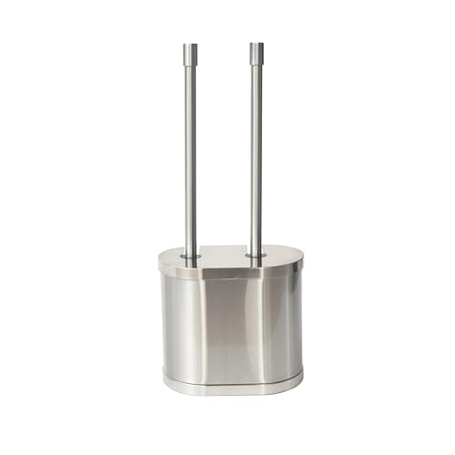 Brushed Nickel Metal Toilet Brush & Plunger Set, Durable Bathroom Cleaning Accessory