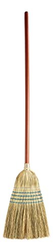 Rubbermaid Commercial Products Heavy-Duty Corn Broom, 1 1/8-Inch Wood Handle, Blue, Indoor/Outdoor Broom for Courtyard/Garage/Lobby/Mall/Office, Pack of 12 - style: 12-Pack