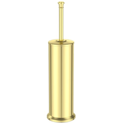 Gold Toilet Brush and Holder,Long Handled Gold Toilet Brush for Bathroom,Stainless Steel Heavy Duty Toilet Bowl Brush,Removable Inner Bowl,Deep Cleaning Dense Bristles Cleaner Brush -Space Saving - color: Gold