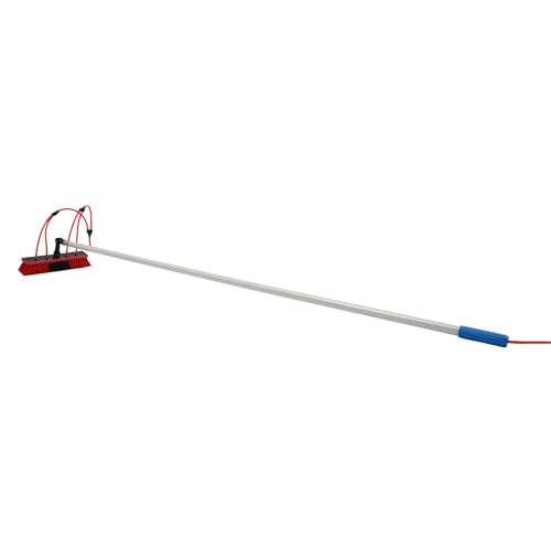 Solar Panel Cleaning Brush & Pole Kit, 29.53ft Extendable Cleaning Pole for Solar Panels & Outdoor Windows, 180° Rotating Brush Head with Water Feed, Aluminum Alloy Telescopic Cleaning Kit