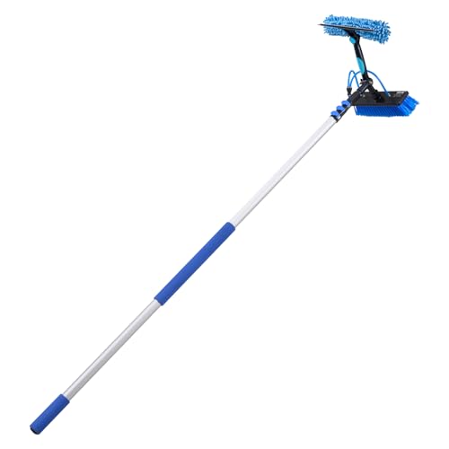 VEVOR Solar Panel Cleaning Kit, 20 ft, Water Fed Pole Kit with Cleaning Brush, Soap Dispenser, Extendable Aluminum Telescopic Pole, 180° Rotatable Brush Head, for Roof Mounted Solar Panels, Windows - size: 20 Ft