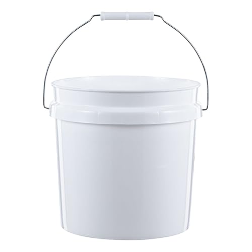 (2 Pack) 2 Gallon Round Comfort Handle Plastic Utility Bucket, White,Durable Round Cleaning and Storage Pails for Home, Garage, Garden