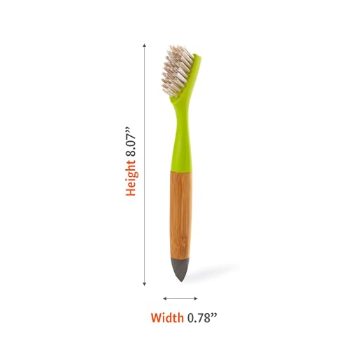 Full Circle Micro Manager, Deep Cleaning Brush for Crevices, Shower, & Grout, Tough Bristles, Sustainable Bamboo Handle, Green - color: Green, size: 1 Pack