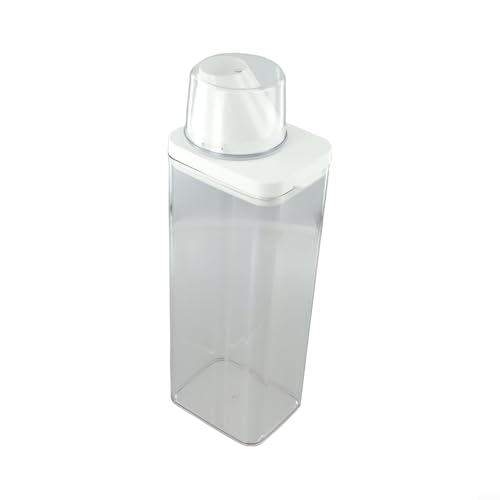 Laundry Detergent Dispenser with Airtight Lid and Measuring Cup, Transparent AS Body, Silicone Seal Moisture-Proof Storage Container for Home Organization(1900ml) - size: 1900ml