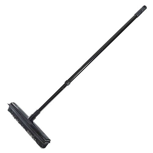 MSV Rubber Broom with Handle, Wood Blue, 30 x 10 x 120 cm