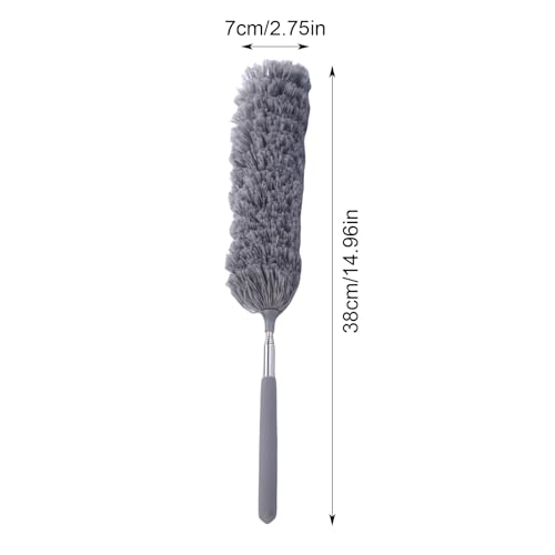 Extendable Feathers Duster Bendable Microfiber Long Handled Duster, Flexible Hand Cobweb Cleaner with Telescoping Pole for Cleaning High Ceiling Fans, Cars, Blinds, Cobweb, Furniture - color: Gray