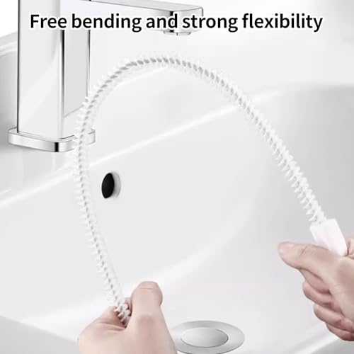 Drain Cleaning Brush for Sink & Sewer, Flexible Long Pipe Cleaner with Nylon Bristles, Hair Clog Remover Tool for Bathroom, Kitchen Sink, Tub, Shower & Overflow Drain