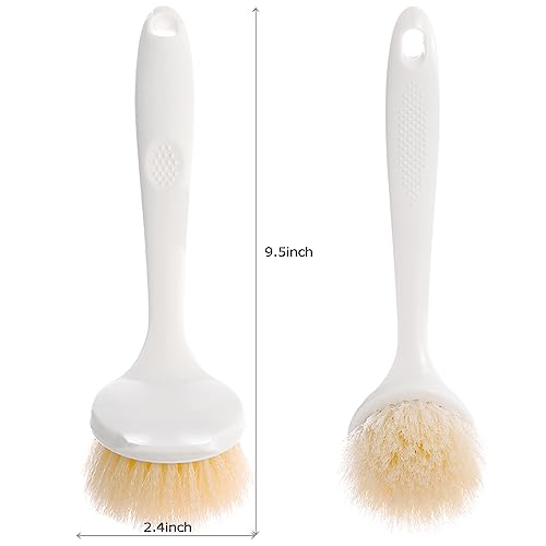 Facjoleco Dish Brush with Handle, Pot Brush, 2 Pack Kitchen Scrub Brushes for Cleaning, Dish Scrubber with Soft Bristles for Sink, Pots, Pans