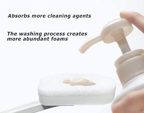 Extended Handle Sponge Scrubber with Integrated Scouring Pads: Ultimate Kitchen, Bathroom & Shower Cleaning Tool for Effortless Wash & Scrubbing (Long Handle Brush Sponge) - color: Long Handle Brush Sponge