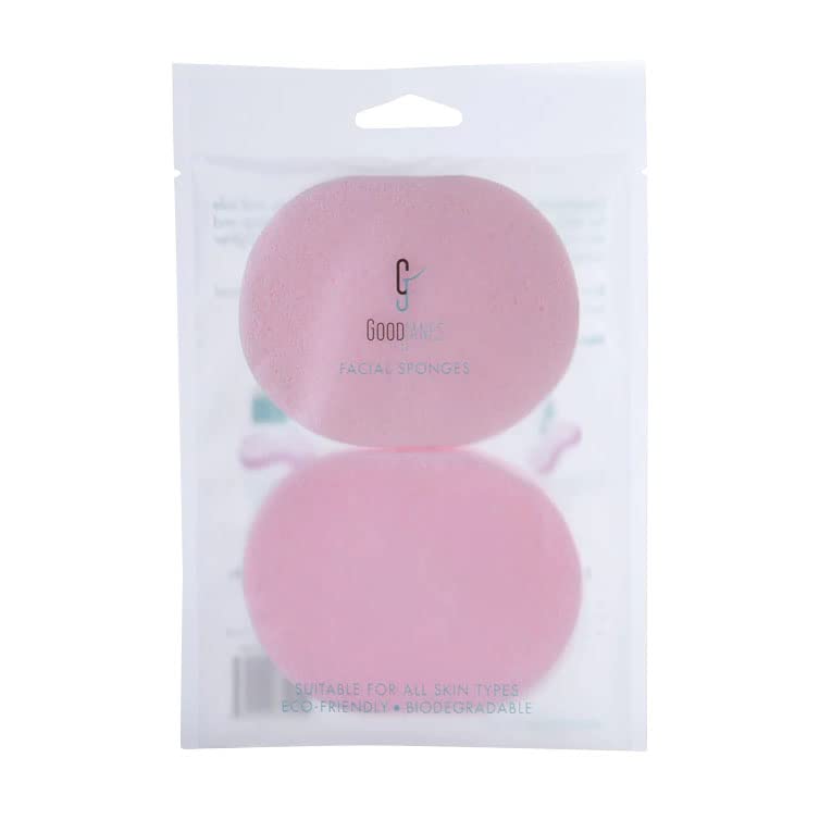 GoodJanes Facial Sponges for Sensitive Skin – Hypoallergenic Reusable Face Sponges for Gentle Cleansing & Light Exfoliation – Latex-Free, Non-Irritating Skincare Tools, 2-Pack
