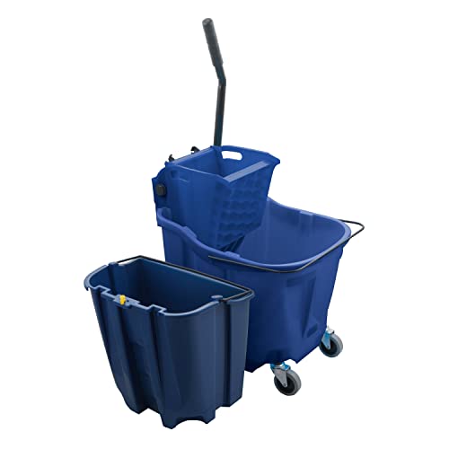 SPARTA OmniFit Mop Bucket System, Durable Mop Bucket, Side Press Wringer, and Soiled Water Insert, Floor Cleaning Essentials for Commercial and Home Use, 35 Qt Capacity, 1 Count, Blue - color: Blue