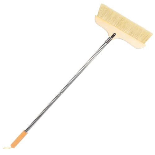 Anti-Static Broom Soft Bristle Brush Sweeping Brooms for Kitchen Bedroom Bathroom Wooden Handle - color: Khaki