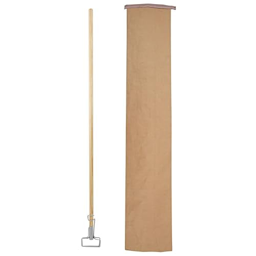 Boardwalk BWK609 Spring Grip Metal Head Mop Handle for Most Mop Heads, 60" Wood Handle