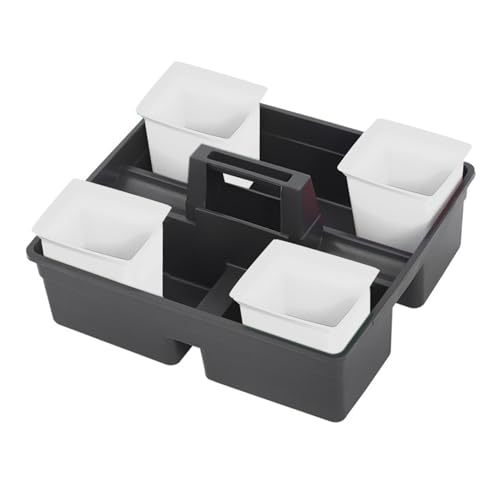 Hemobllo Portable Plastic Cleaning Caddy Compact Organizer Bin with Integrated Tool Bar for Hotel Housekeeping and Household Use Easy to Clean Sturdy Construction White - color: White