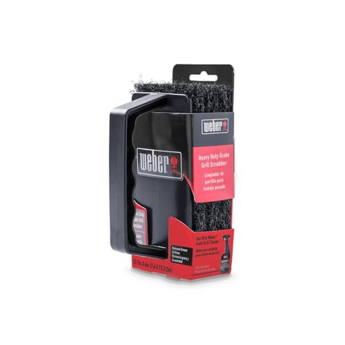 Weber Grill Grate Scrubber, Black – Heavy‑Duty BBQ Grate Scrubber with Comfortable Contoured Grip & 3 Replaceable Cleaning Pads - Grill Accessory - size: (Pack of 1)
