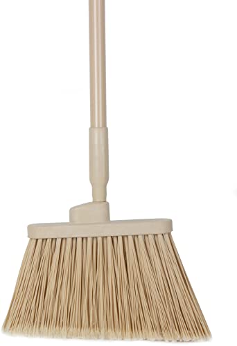 SPARTA 41082EC25 Plastic Color Coded Broom, Flagged Bristles, Long Broom With Angled Head For Large Debris, 56 Inches, Tan, (Pack of 12) - color: Tan