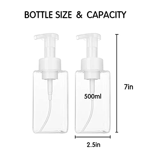 2 PCS-Foaming Soap Dispenser, Hand Soap Dispenser, Refillable Foam Liquid Hand Soap Empty Plastic Pump Bottle Container for Bathroom Vanities, Kitchen Sink, Hospital, Clinic(17 oz ) (Transparent) - color: Transparent