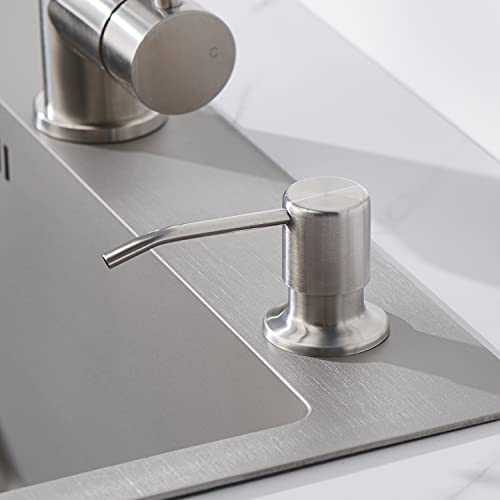 Sink Soap Dispenser Brushed Nickel, Soap Dispenser for Kitchen Sink Stainless Steel Refill from The Top Built in Sink Soap Dispensers with 17 OZ Soap Bottle - color: Brushed Nickel