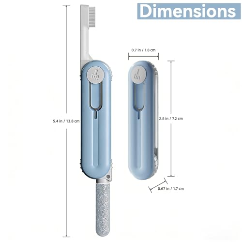 Electronic Cleaning Kit for Earbuds Phone, 3-in-1 Cleaner Tool with High-Density Brush SIM Ejection Pin, Portable 2.8in Case for AirPods iPhone Tablet Charging Port - Blue - size: 3-in-1