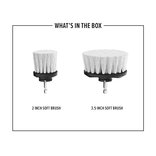 Dirt Devil Soft Bristle Cleaning Brush Set, 2 Piece, 2" and 3.5" Brushes Included, For Use on Glass, Hardwood, Ceramic and More, Gentle Cleaning, Scrubber Brush Drill Attachment for Cleaning - style: Soft Bristle Brush