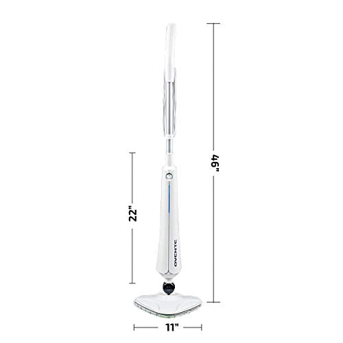 OVENTE Electric Steam Mop Cleaner, 1300W Floor Steamer with Swivel Head, Refillable Water Tank and Washable Microfiber Pad for Cleaning Carpet, Hardwood, Laminate Floor, Tiles and Grout, White ST405W - color: White