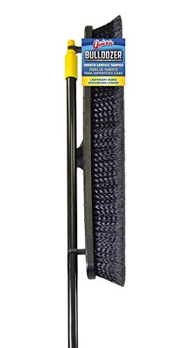 Quickie Cleaning Bulldozer 24-Inch Push Broom, 60-Inch Steel Handle, Smooth Surface Bristles, with Scraper for Stuck on Mess, Indoor/Outdoor Floors in Home/Garage/Basement/Driveway Use - size: 24 Inch, style: Smooth Surface