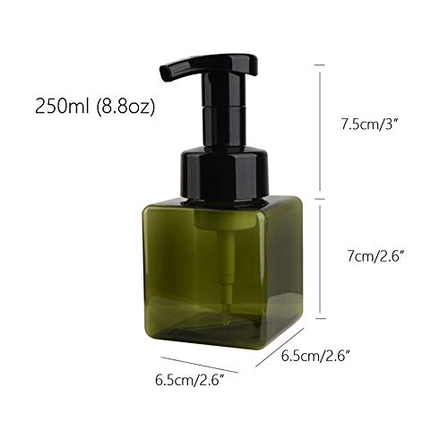 UUJOLY Foaming Soap Dispenser, 250ml (8.5oz) Refillable Pump Bottle for Liquid Soap, Shampoo, Body Wash (2 Pcs) (Small Green) - color: Green, size: 9 oz (2 Pack)
