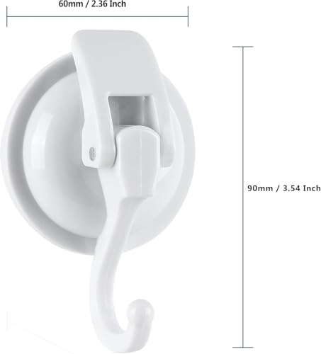 Extra Duty Suction Cup Hooks - Glass & Bathroom Robe Hooks, White (4 Pack) - color: White, size: 4 Pack