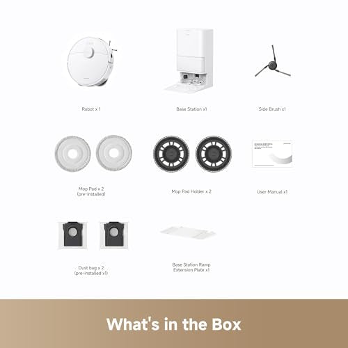 DREAME Govac 401 Robot Vacuum and Mop Combo, 100 Days Self-Emptying Robotic Vacuum, 15,000Pa Suction, Auto Mop Wash & Heat Dry, 10.5mm Auto-Lift Robot Vacuum Cleaner for Pet Hair/Carpet/Hard Floor