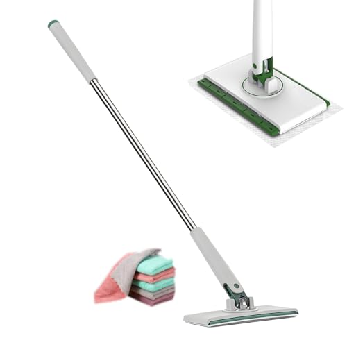 No Touch Clamp Mop, Reusable Hardwood Floor Cleaner, 4 Cloths, Efficient Cleaning Tool for Tile, Glass, or Wood Surfaces, Apartment and Homes Floor Mop, Easy Maintenance - size: 71 cm