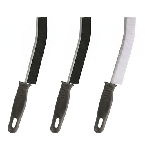 Crevice Cleaning Brush Stiff Bristles Grout Brush for Tile Joints, Ergonomic Gap Cleaning Brush, Window Track Cleaner Tool for Bathroom and Kitchen Spaces, 3 Pack