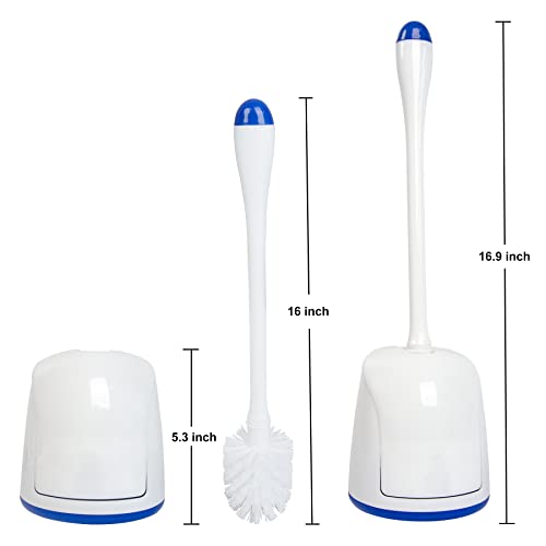 CELOX Toilet Bowl Brush and Holder, Compact Toilet Brush with Breathable Ventilation Stand Base, Bathroom Cleaning Kit, White, 2 Set - color: White