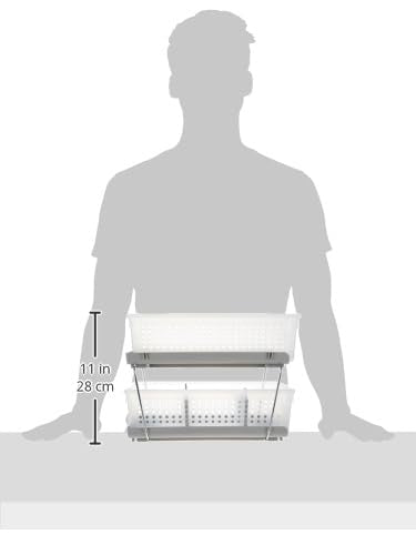 madesmart 2 Tier Bath Organizer,Undersink Storage with Sliding Drawers,for Cleaning Supplies, Pantry, Sponges,Bottles&Kitchen Essentials,Adjustable Dividers&Pull Out Sliding Baskets,Frost, (Pack of 2) - size: 2-Pack
