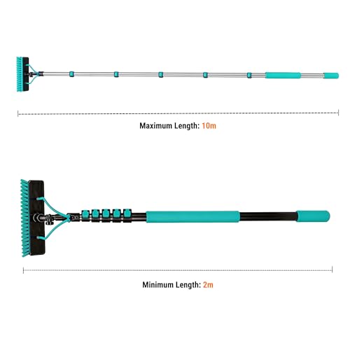 Water Fed Pole Kit, 33FT Solar Panel Cleaning Pole with Extendable Handle, 180° Rotatable Brush Head & 65.6FT Hose, Household & Outdoor Window Cleaner Tool for Caravan Solar Panel Deck - size: 33FT