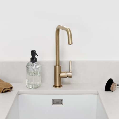 JASAI 18Oz Simple Glass Soap Dispenser with Black Rust Proof Pump,Refillable Kitchen soap Dispenser with Vertical Stripe, Bathroom Soap Dispenser for Dispense Hand soap, Dish Soap, Lotion. - color: Clear-black Pump, size: 1 Pack
