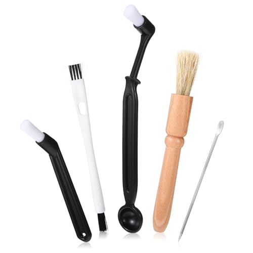 5 Pcs Coffee Grinder Cleaning Brush Espresso Machine Brush Cleaner Tool with Wooden Handle and Natural Bristles Nylon Espresso Brushes Coffees Machine Group Head for Barista Home Kitchen Machines Wash