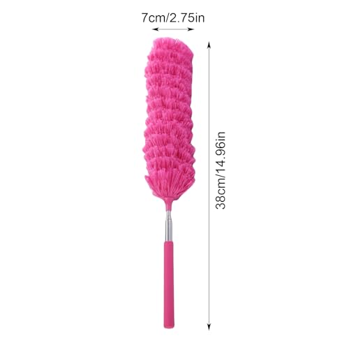 Extendable Feathers Duster Bendable Microfiber Long Handled Duster, Flexible Hand Cobweb Cleaner with Telescoping Pole for Cleaning High Ceiling Fans, Cars, Blinds, Cobweb, Furniture - color: Pink