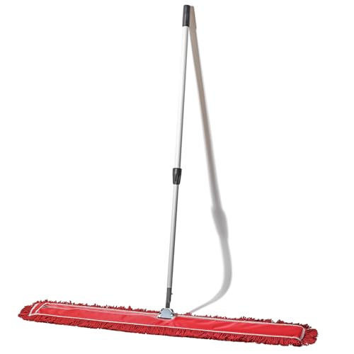 48 Inch Red Commercial Dust Mop & Floor Sweeper with Extendable Handle – Mop for Hardwood, Tile, and Concrete Floor Cleaning
