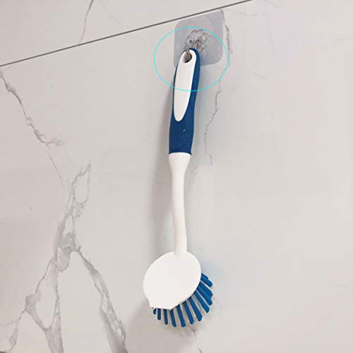 2-Pack Kitchen Round Scrub Brush for Cleaning Dishes Pots Pan Sink and Bathroom with Comfortable Long Handle