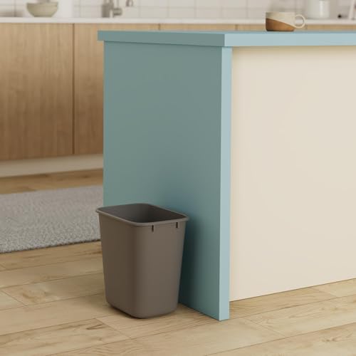 Rubbermaid Commercial Products Deskside Wastebasket/Trash Can, 3.25-Gallon/13-Quart, Gray, Plastic, for Bedroom/Bathroom/Office, Fits Under Desk/Sink/Cabinet - color: Gray, size: 3.25 Gallons