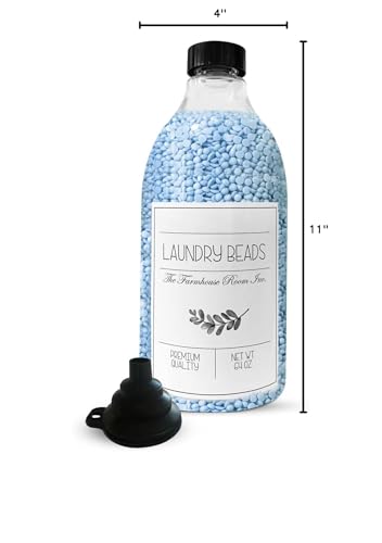The Farmhouse Room Inc. Laundry Beads Dispenser Bottle - Scent Beads Container for Laundry Room Organization - 1/2 Gallon BPA Free & PET Plastic Bottle for Laundry Beads with Waterproof Label - 64 oz - style: Laundry Beads Bottle