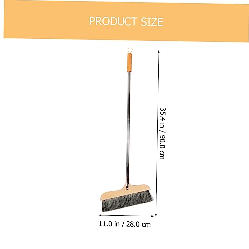 Wooden Broom with Stainless Steel Handle Soft Bristle Cleaning Brush for Hardwood Floors Carpets Indoor Use Lightweight Anti-Static Design for Easy Sweeping