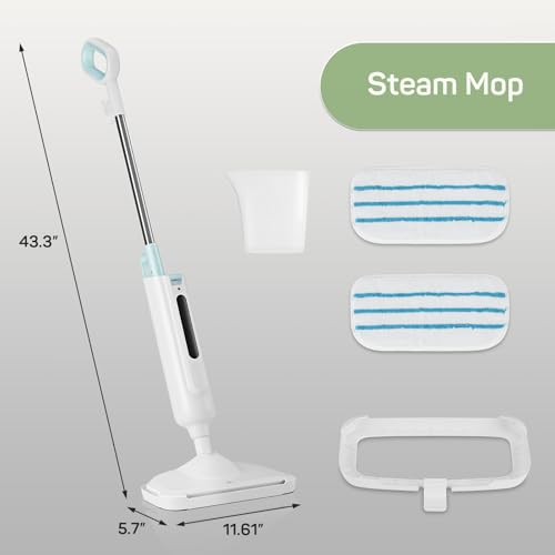 Steam Mop for Floor Cleaning, Lightweight Floor Steamer for Hardwood, Tile, Laminate, and Carpet, Includes 2 Washable Pads
